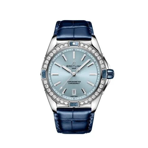 Super Chronomat 38 Stainless Steel / Ice Blue / Alligator