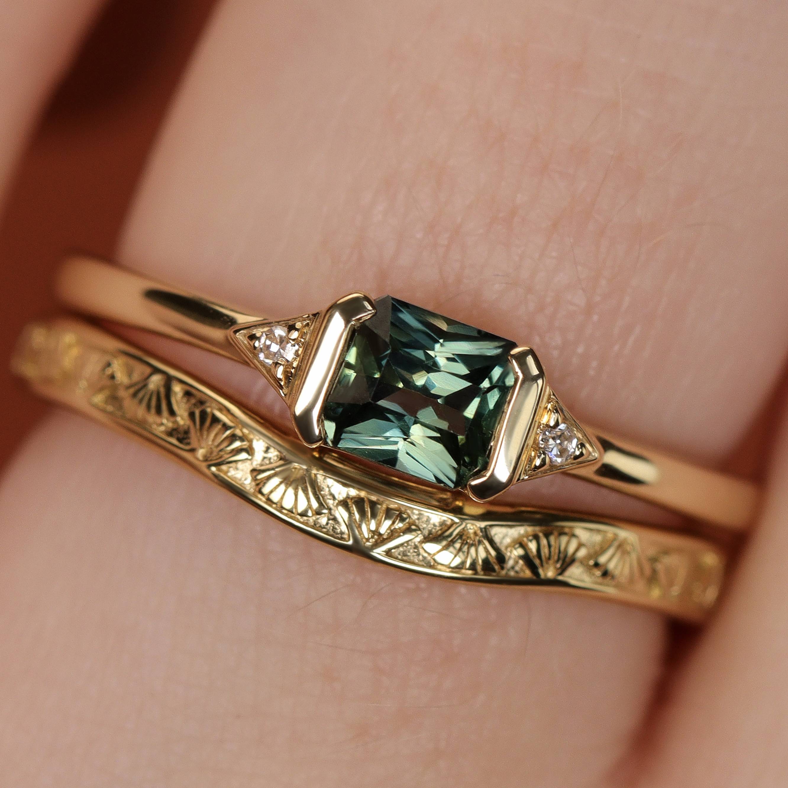 Gold sapphire engagement ring