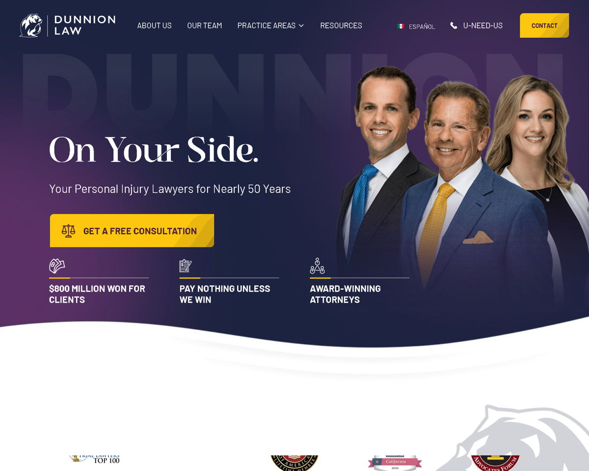 Screenshot of Dunnion Law, from the law firm websites collection.