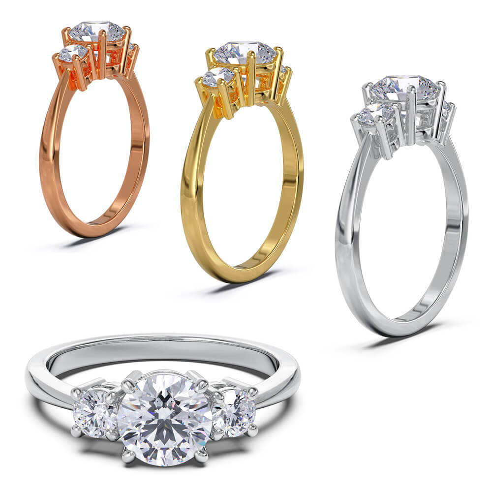 Złote pierścionki zaręczynowe Tiara z diamentami 1 ct