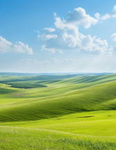 Green hills under a clouded sky