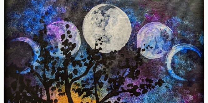 "Moon Phase Galaxy - Painting Class! promotional image