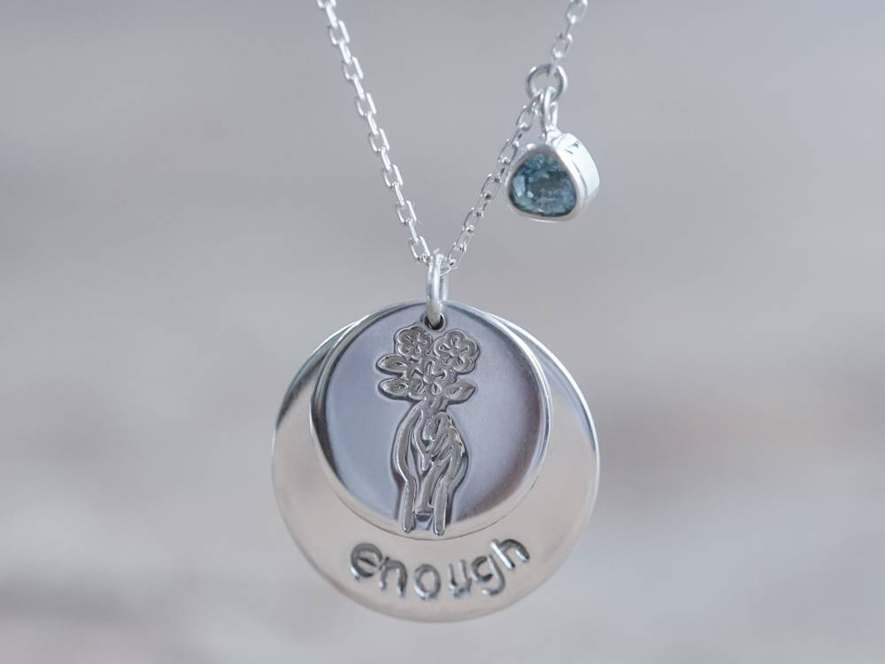 ethical-silver-coin-pendant-necklace-birthstone-set-as-charm
