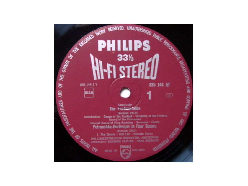 ★1st Press★ PHILIPS HI-FI STEREO / HAITINK, - Stravinsky Firebird/Petroushka, NM!