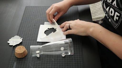 engraving with stencil