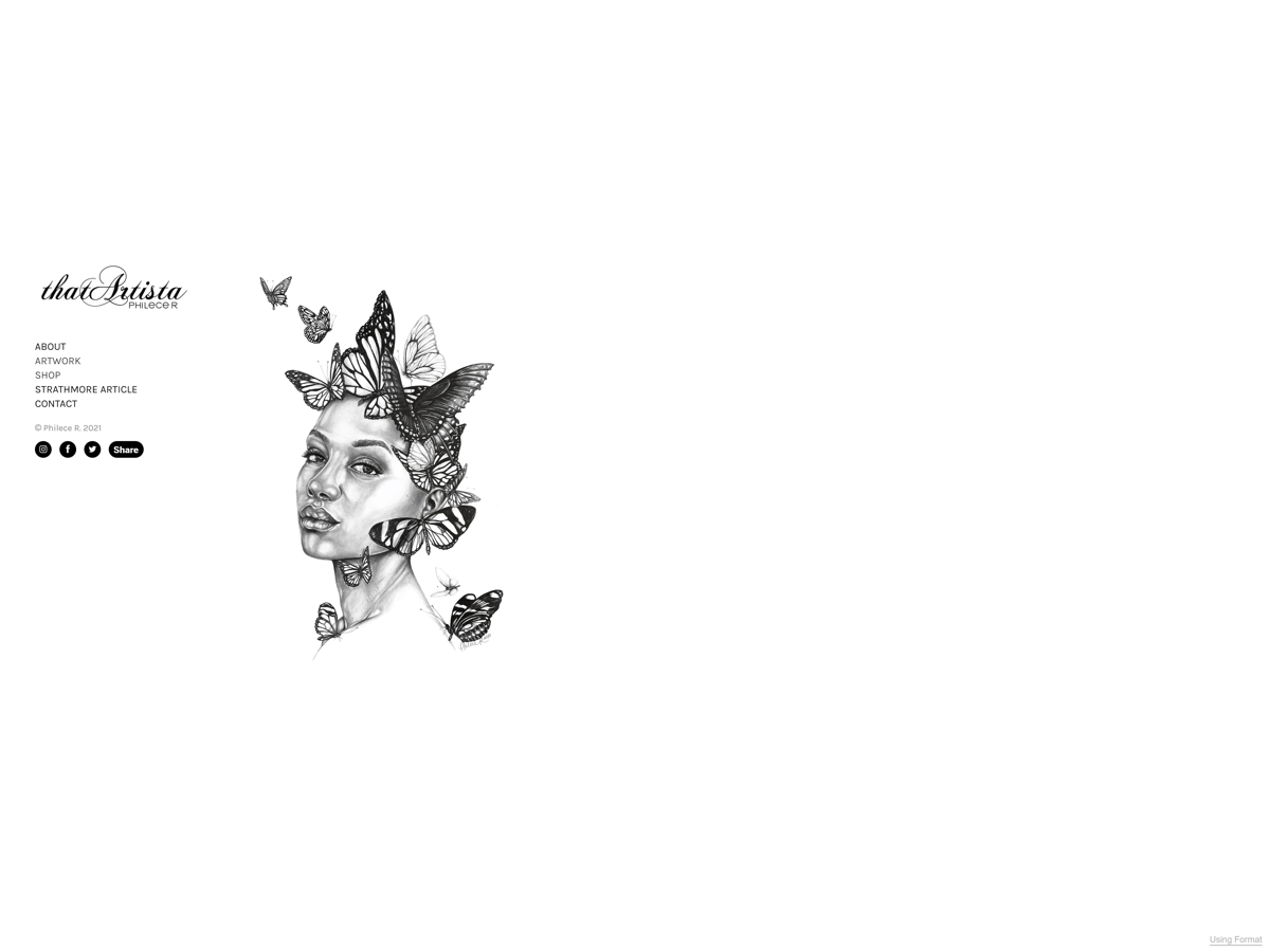 Screenshot of That Artista, from the illustrator portfolios collection.