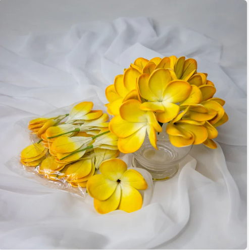 Tahitian Gold Frangipani Flowerhead (6 Pack) -Realistic Artificial Flowers - Image 3