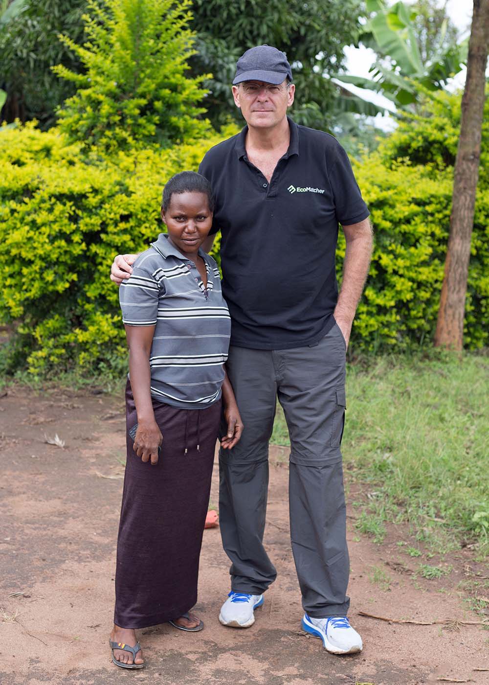 Picture of Bas Fransen, founder of Eco Matcher, with Nassange, one of the trees planter