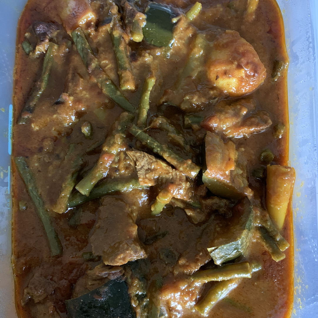 Hi guys! This is my first photo of something I cooked. Ambila Beef with lots of vegetables. It is basically the way my Grandma and my Dad would make it.