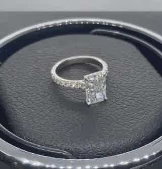 Bespoke radiant cut diamond engagement ring-Pobjoy Diamonds