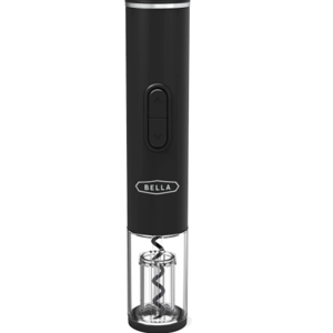 BELLA Electric Wine Opener, Automatic Bottle Opener and Corkscrew Remover with Foil Cutter, Battery Operated, One-Click Button, Fun Kitchen Gadgets and Gifts for Wine Lovers and New Home, Black