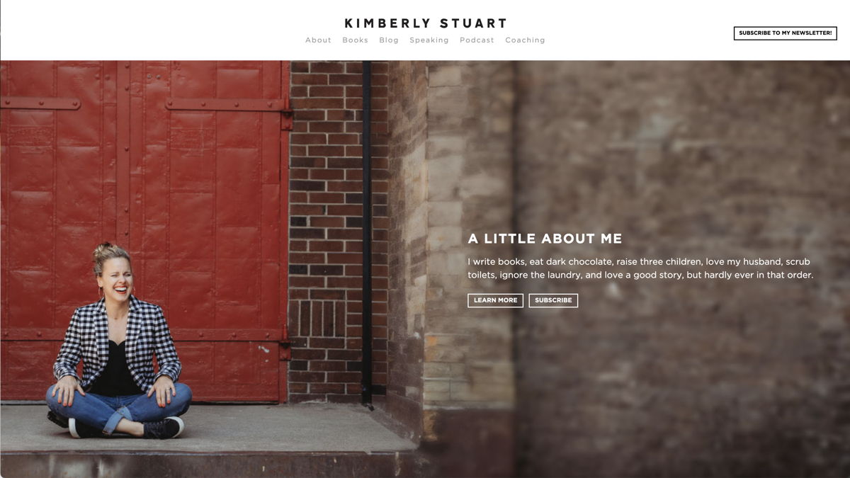 Screenshot of Kimberly Stuart, from the author websites collection.