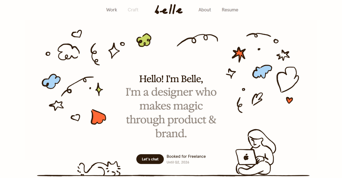 Screenshot of Belle Duffner, from the product designer portfolios collection.