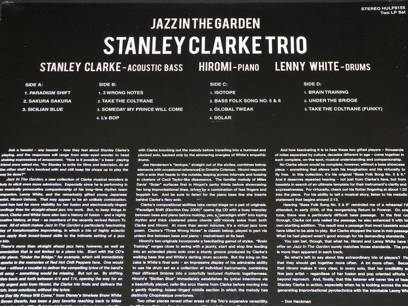 Stanley Clark Trio - Jazz In The Garden 2x180g gatefold vinyl set + MP3 download certificate [Sealed]