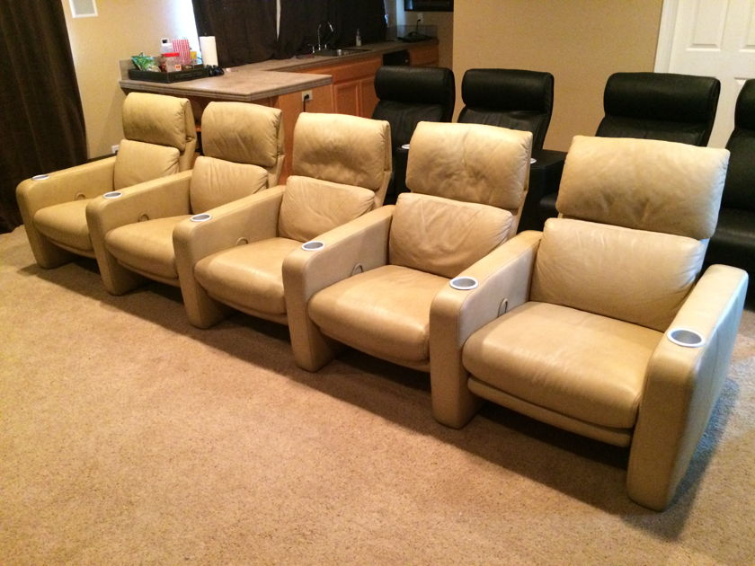 Cinematech Valentino 5 home theater seats, seating, chair, leather, cream, straight row