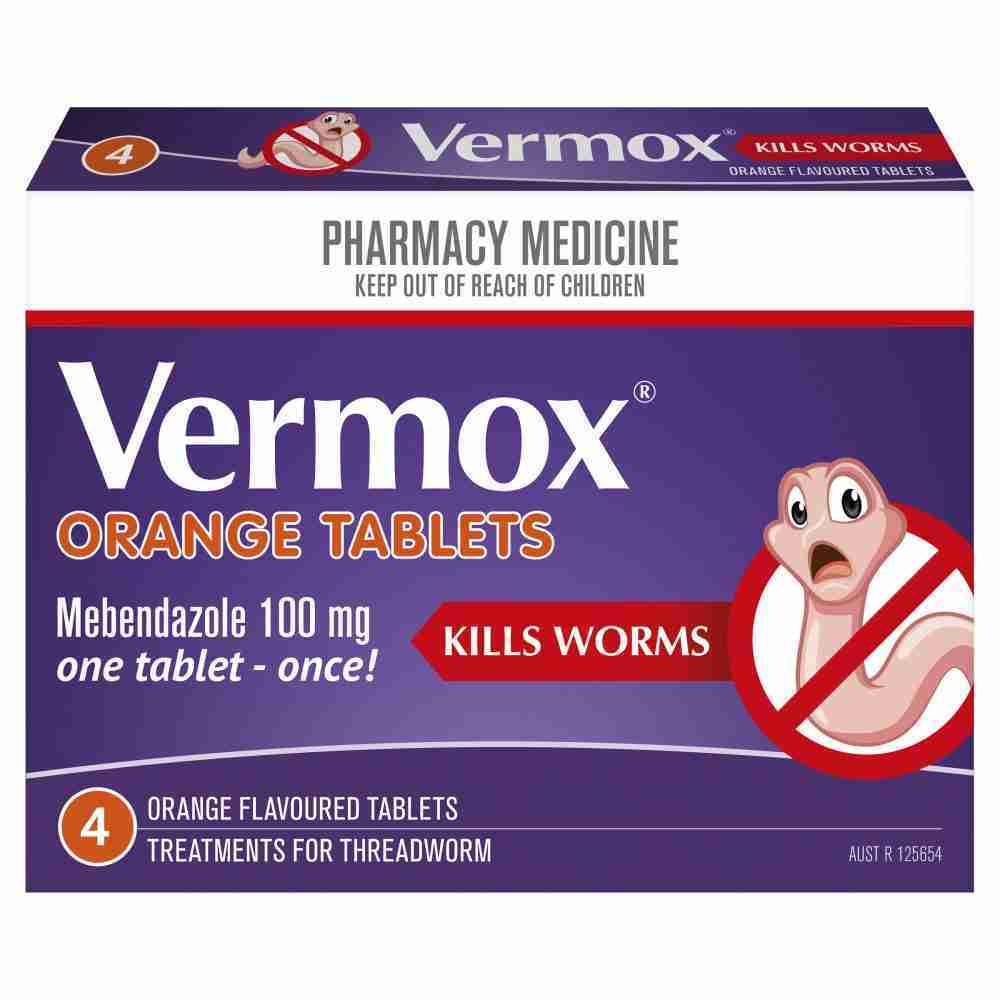 Vermox Worming Treatment Orange 4 Tablets - Image 2