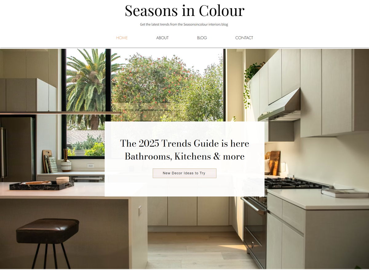 Screenshot of Seasons in Colour, from the wix blog examples collection.