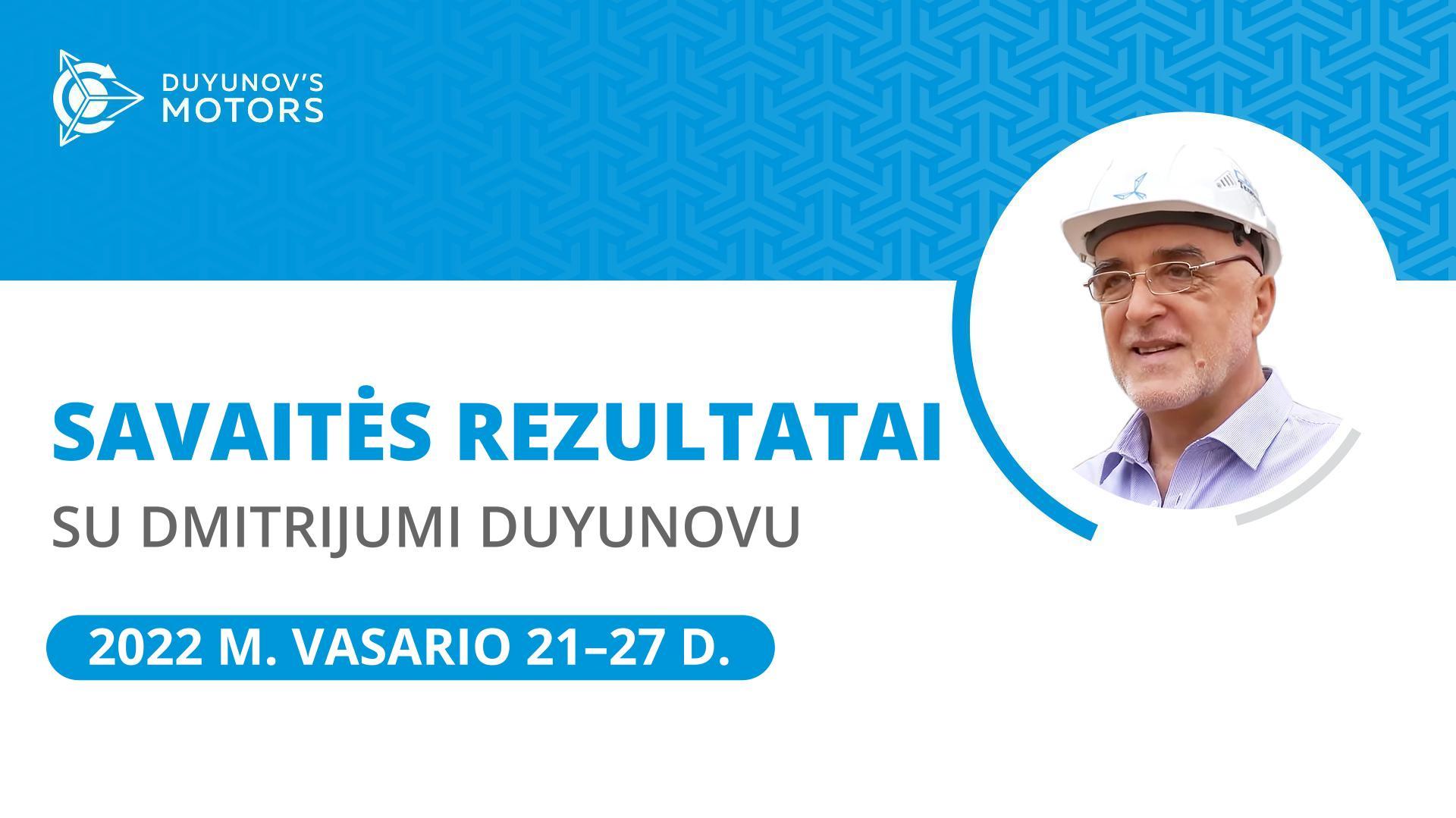 Savaitės rezultatai projekte „Duyunovo Varikliai“