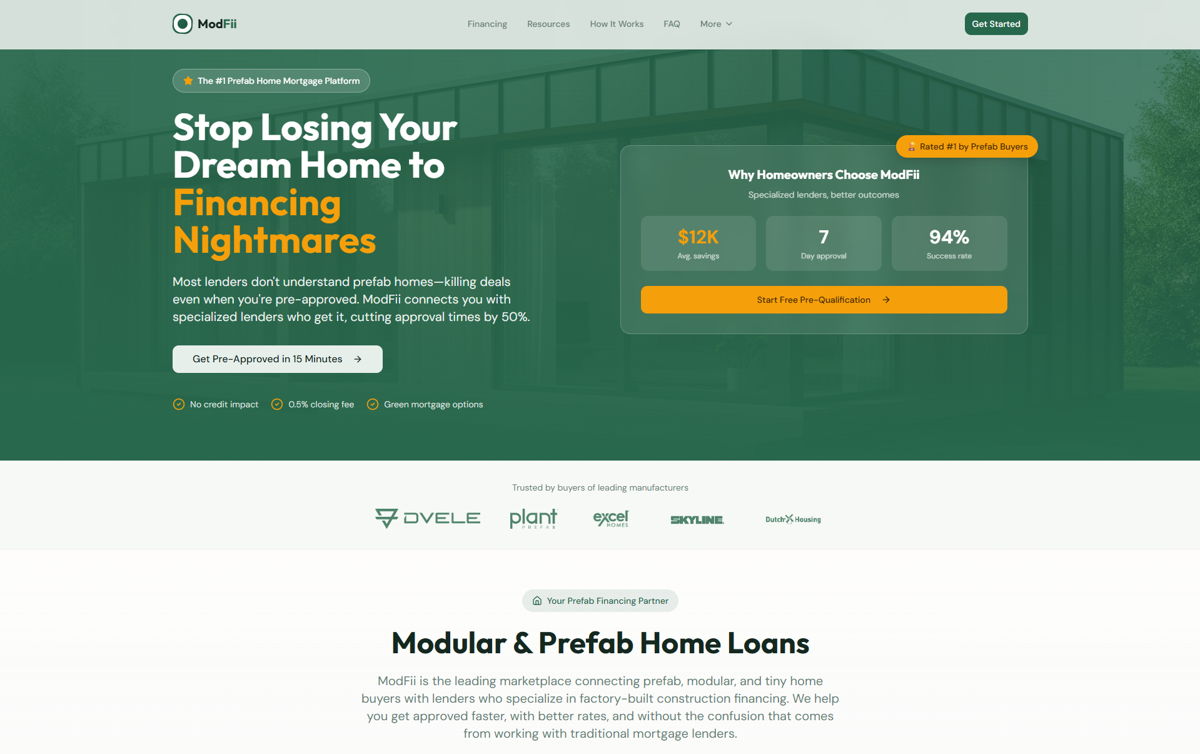 Screenshot of ModFii , from the lovable websites collection.