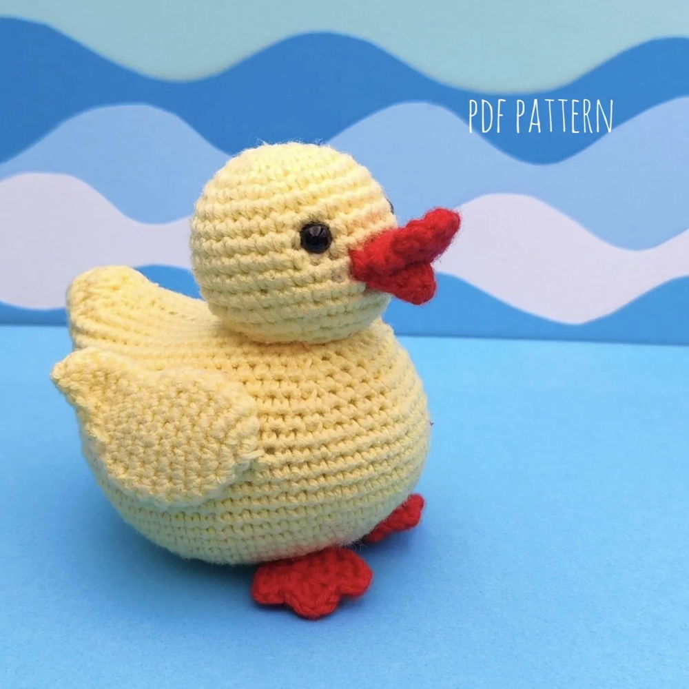 Padrão de crochê de PATO DE BORRACHA PDF - Pato Amigurumi, Pato de Borracha de Crochê, Tutorial de Brinquedo de Pássaro, Instruções Fáceis de Crochê, Padrão de Brinquedo de Crochê