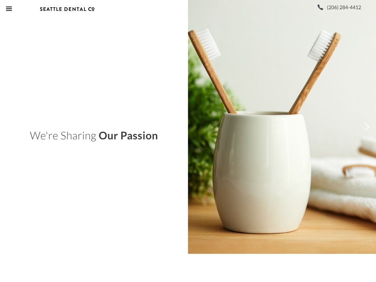 Screenshot of Seattle Dental Co., from the dentist websites collection.