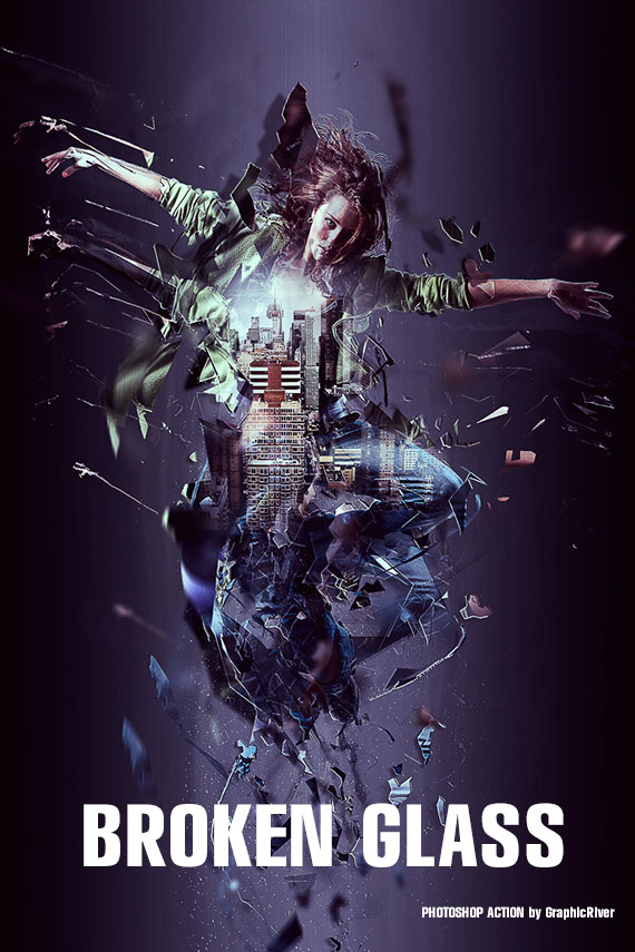 Фотошоп экшен Broken Glass - разбитое зеркало