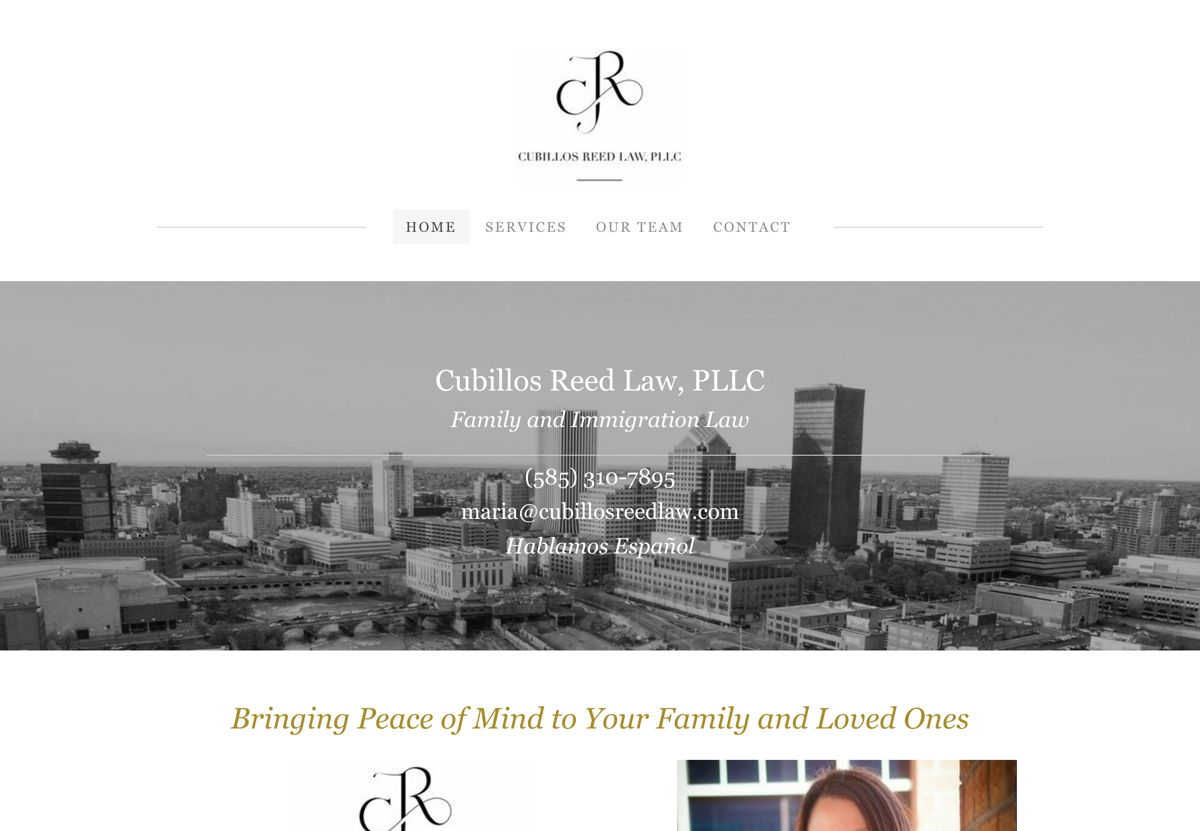 Screenshot of Cubillos Reed Law, from the lawyer websites collection.
