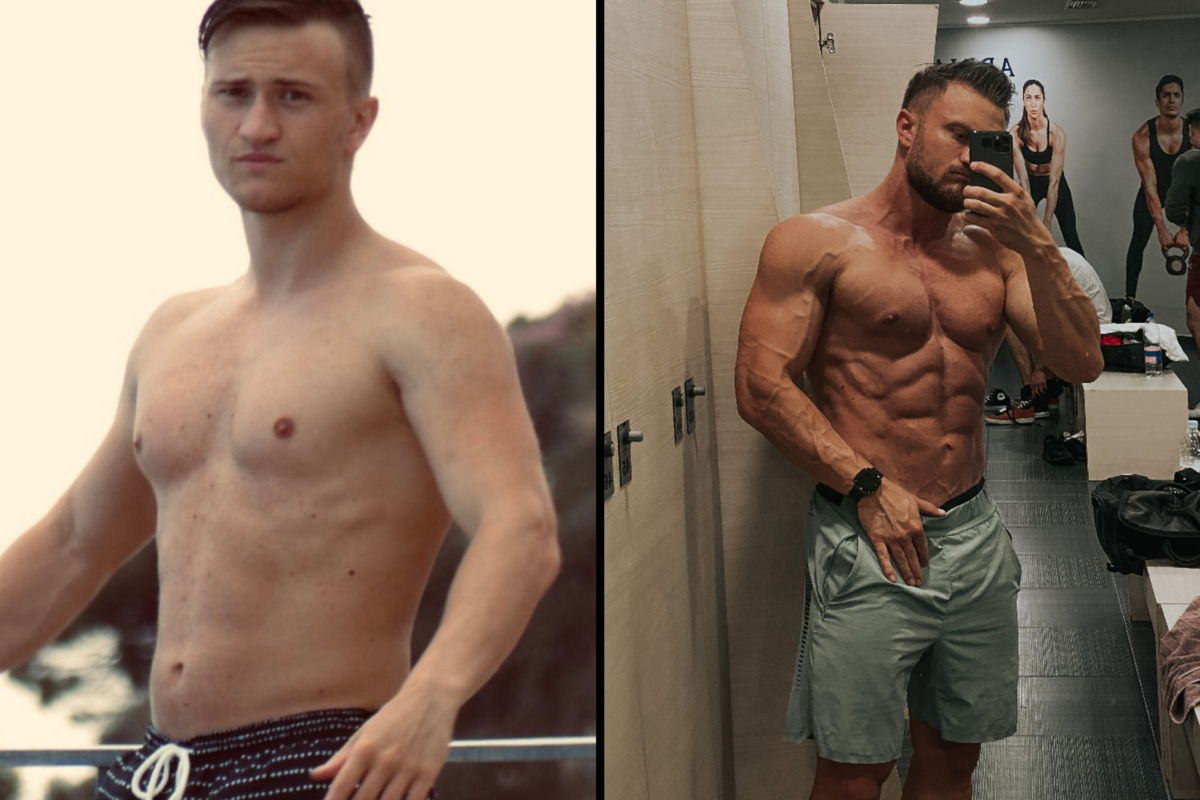 Muskelaufbau und Fettabbau im Rahmen einer erfolgreichen Body Transformation beim Mann - vorher nachher