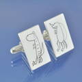 custom cufflinks hand engraved with the kids drawings, perfect personalised cufflinks