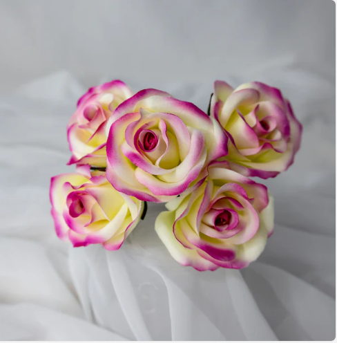 Cream/Fuchsia Velveteen Bloom - Realistic Artificial Flowers - Image 4