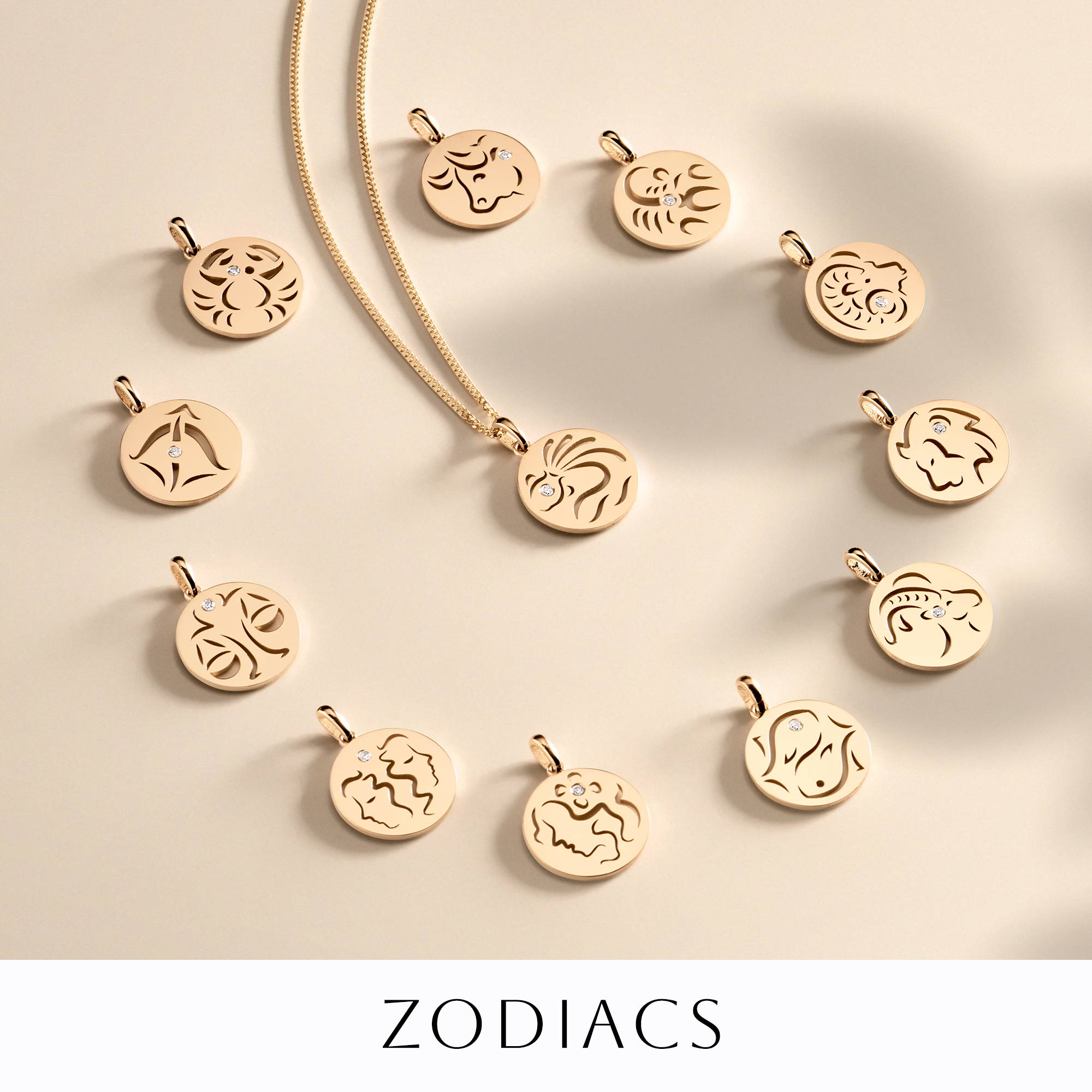 Gold Zodiac Pendants 