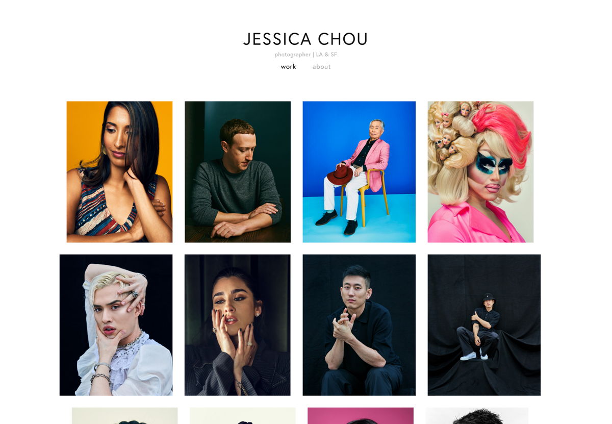 Screenshot of Jessica Chou, from the squarespace artist websites collection.