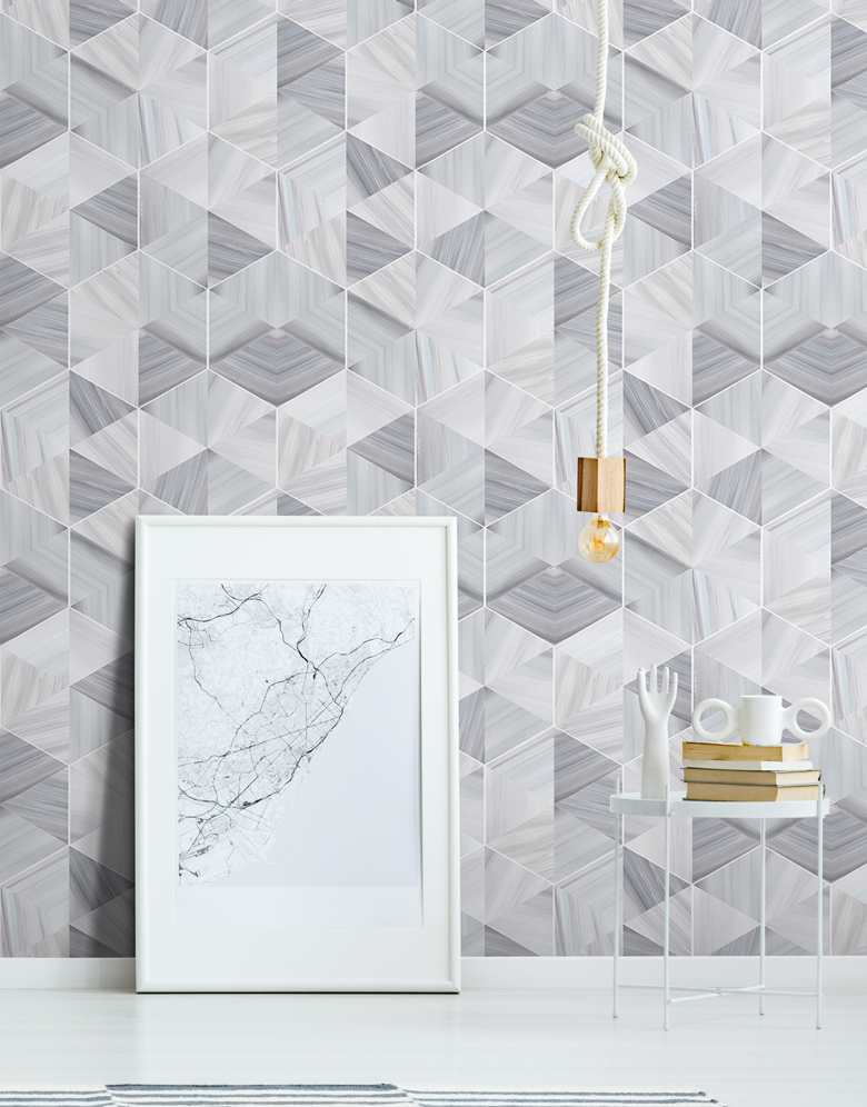 Grey Modern Marble Geometric Wallpaper hero image