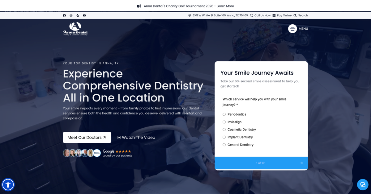 Screenshot of Anna Dental, from the dentist websites collection.
