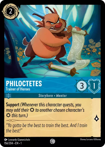Philoctetes card from Disney's Lorcana: The First Chapter.