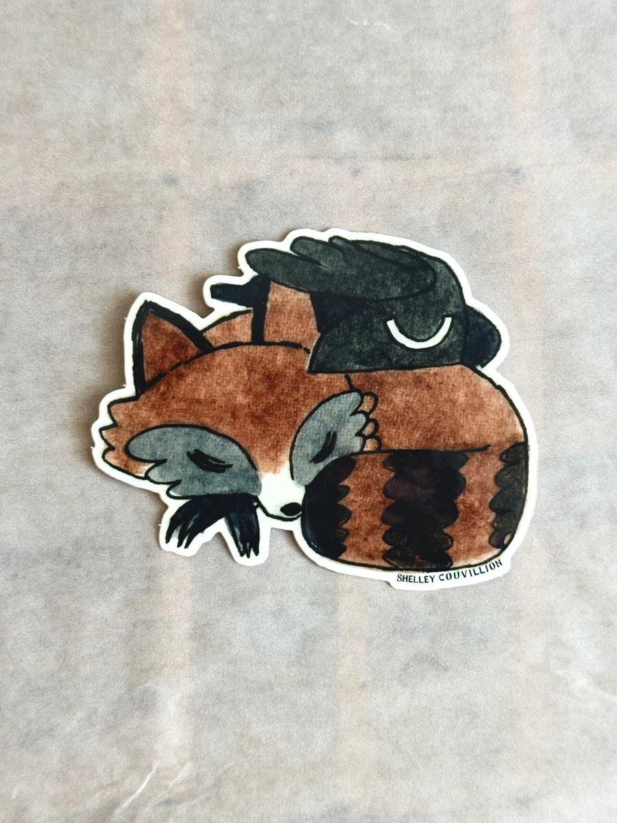 Shelley Couvillion - Raccoon & Crow Forest Vinyl Sticker – Little Craft Place