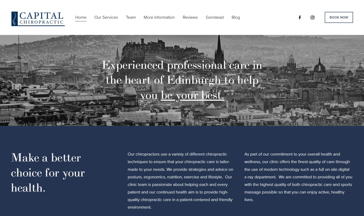 Screenshot of Capital Chiropractic, from the chiropractor websites collection.