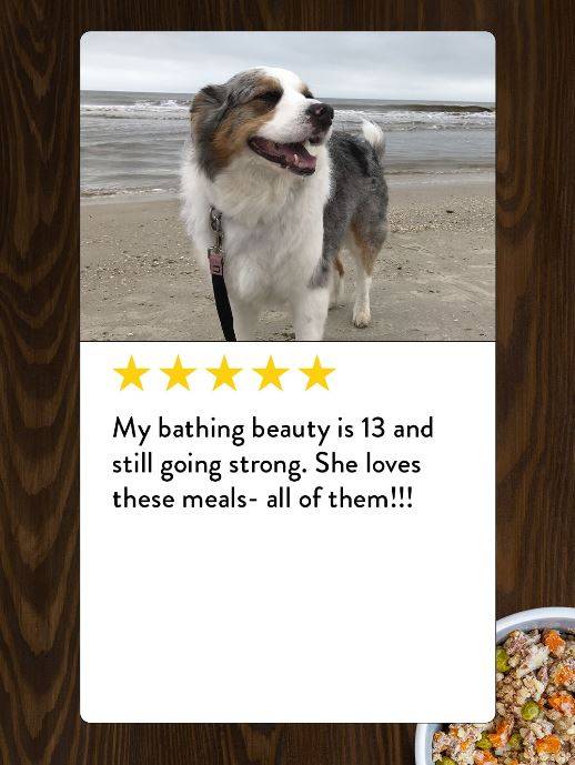 A review from a senior dog who loves Portland Pet Food dog food toppers.