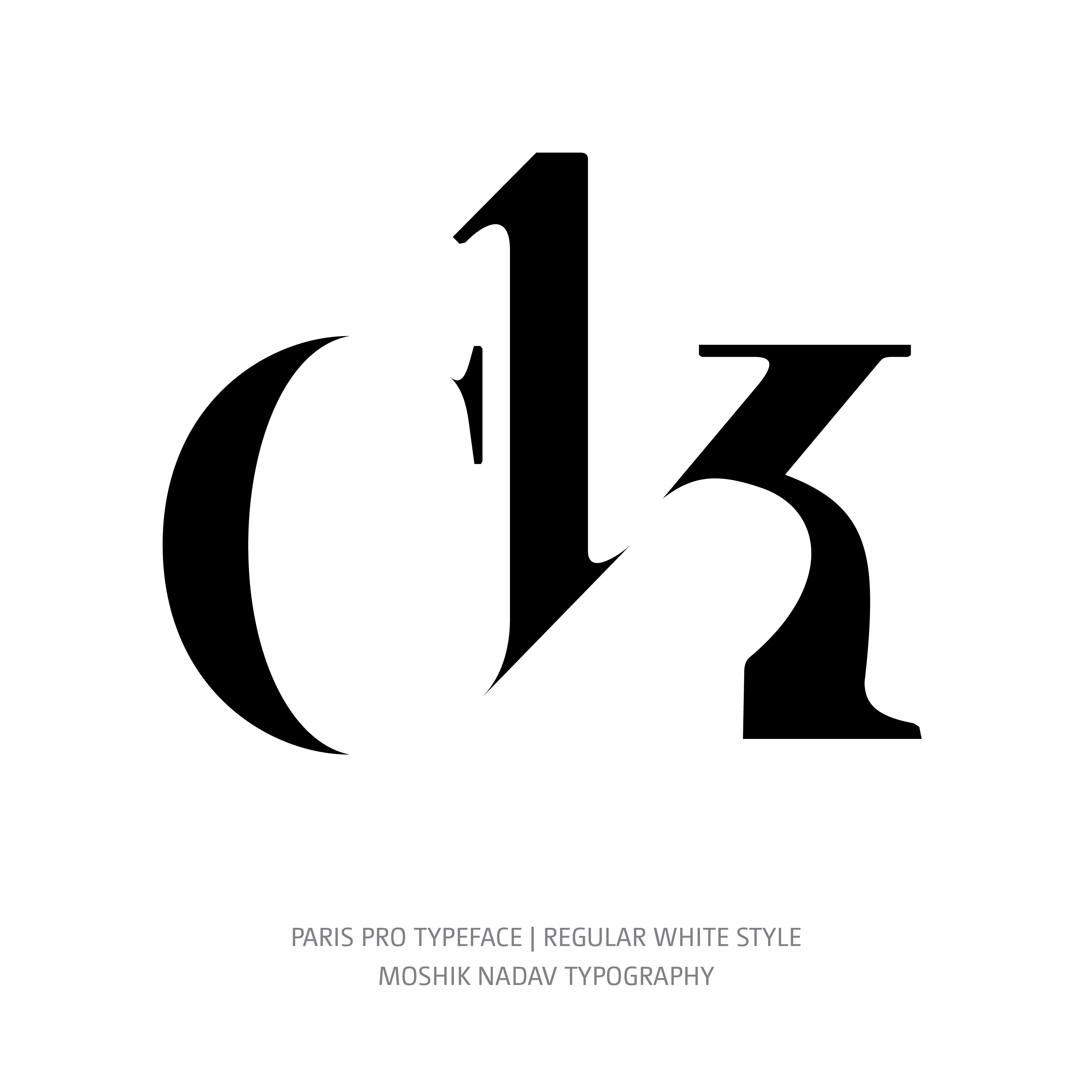 Paris Pro Typeface Regular White ck alternate ligature