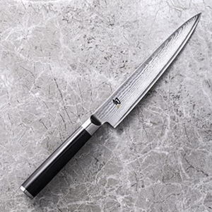 Shun Cutlery Classic Utility Knife 6", Narrow, Straight-Bladed Kitchen Knife Perfect for Precise Cuts, Ideal for Preparing Sandwiches or Trimming Small Vegetables, Handcrafted Japanese Knife
