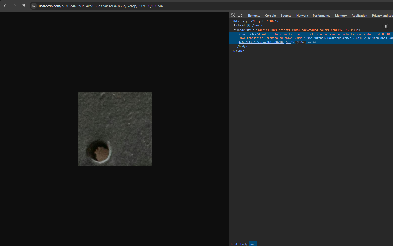 Image cropping transformation using Uploadcare URL API