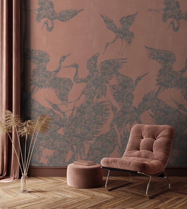 Pink & Blue Beautiful Heron Wallpaper - Feathr™ Wallpapers