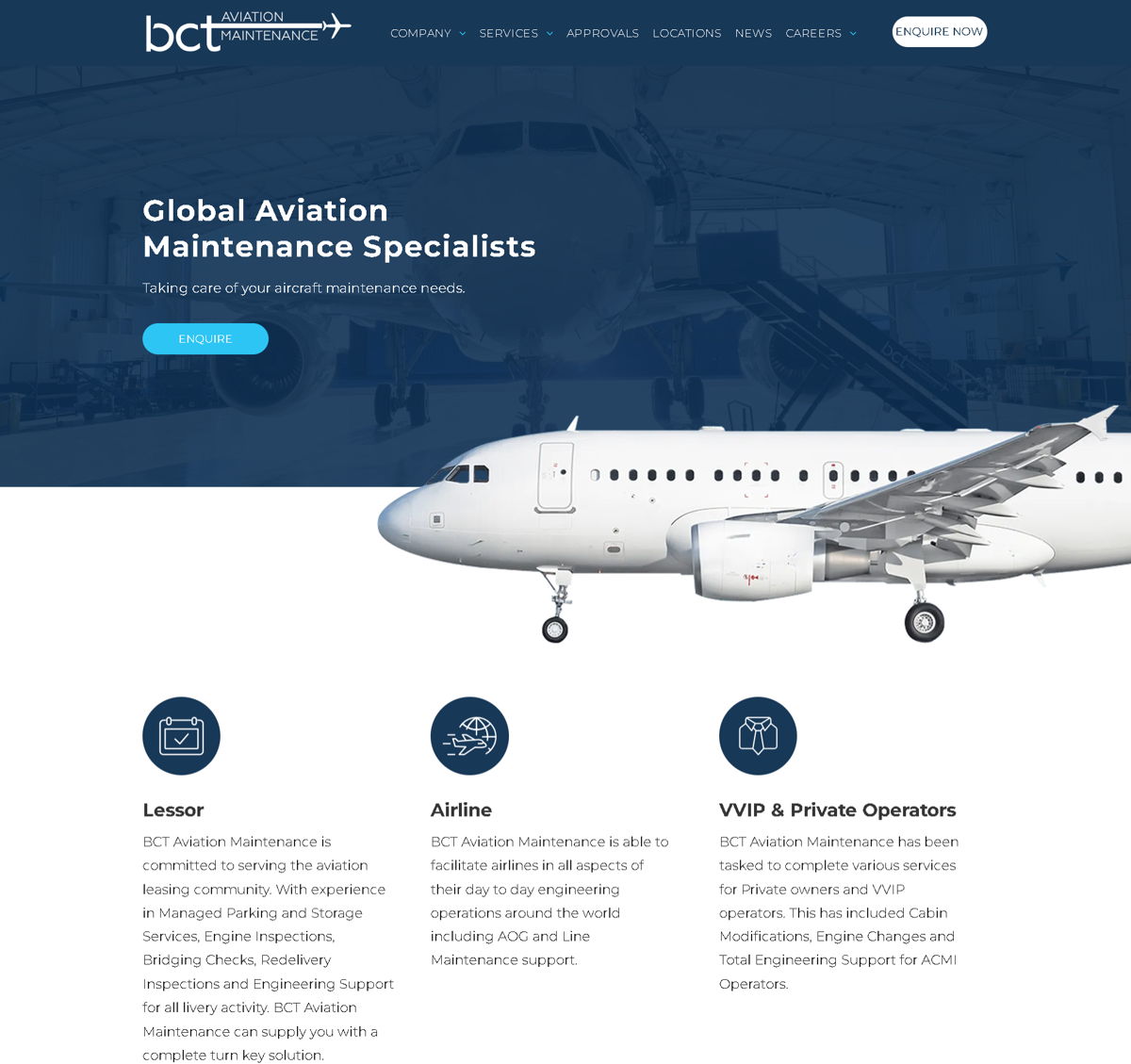 Screenshot of BCT Aviation Maintenance Ltd , from the duda websites collection.