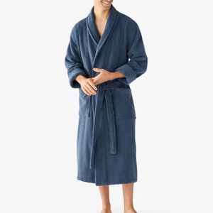 Men's Robe (XL, Indigo) | Company Cotton™ Turkish Cotton Men’s Short Robe | The Company Store