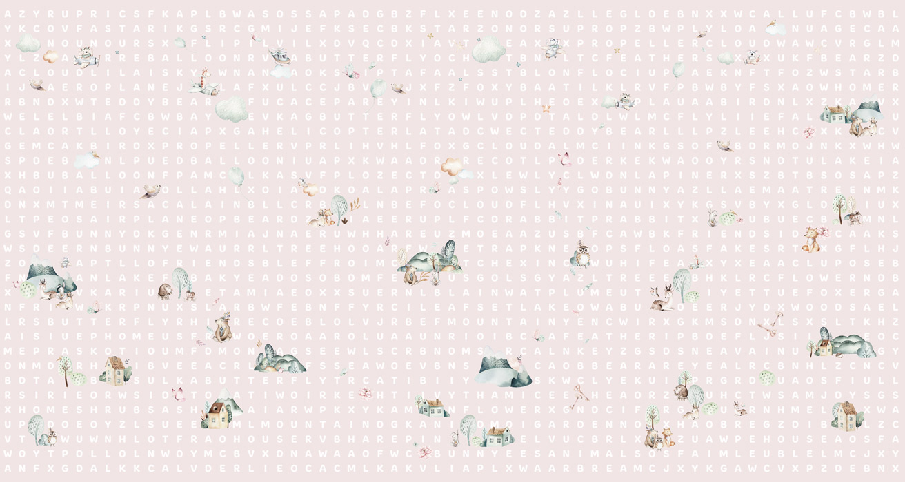 pink kids animal wallpaper mural pattern image