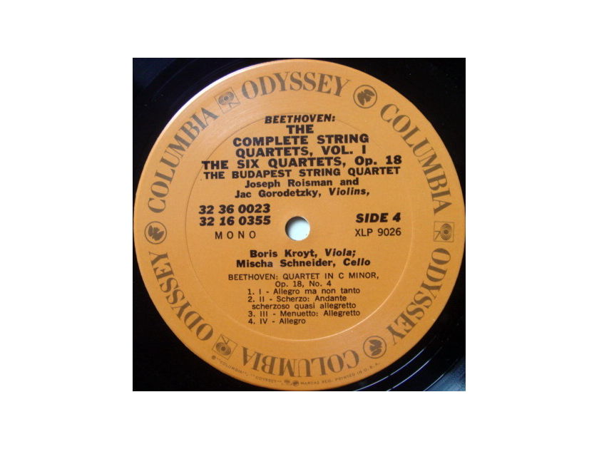 Columbia Odyssey / BUDAPEST QT, - Beethoven The Six Quartets Op.18, MINT, 3LP Box Set!