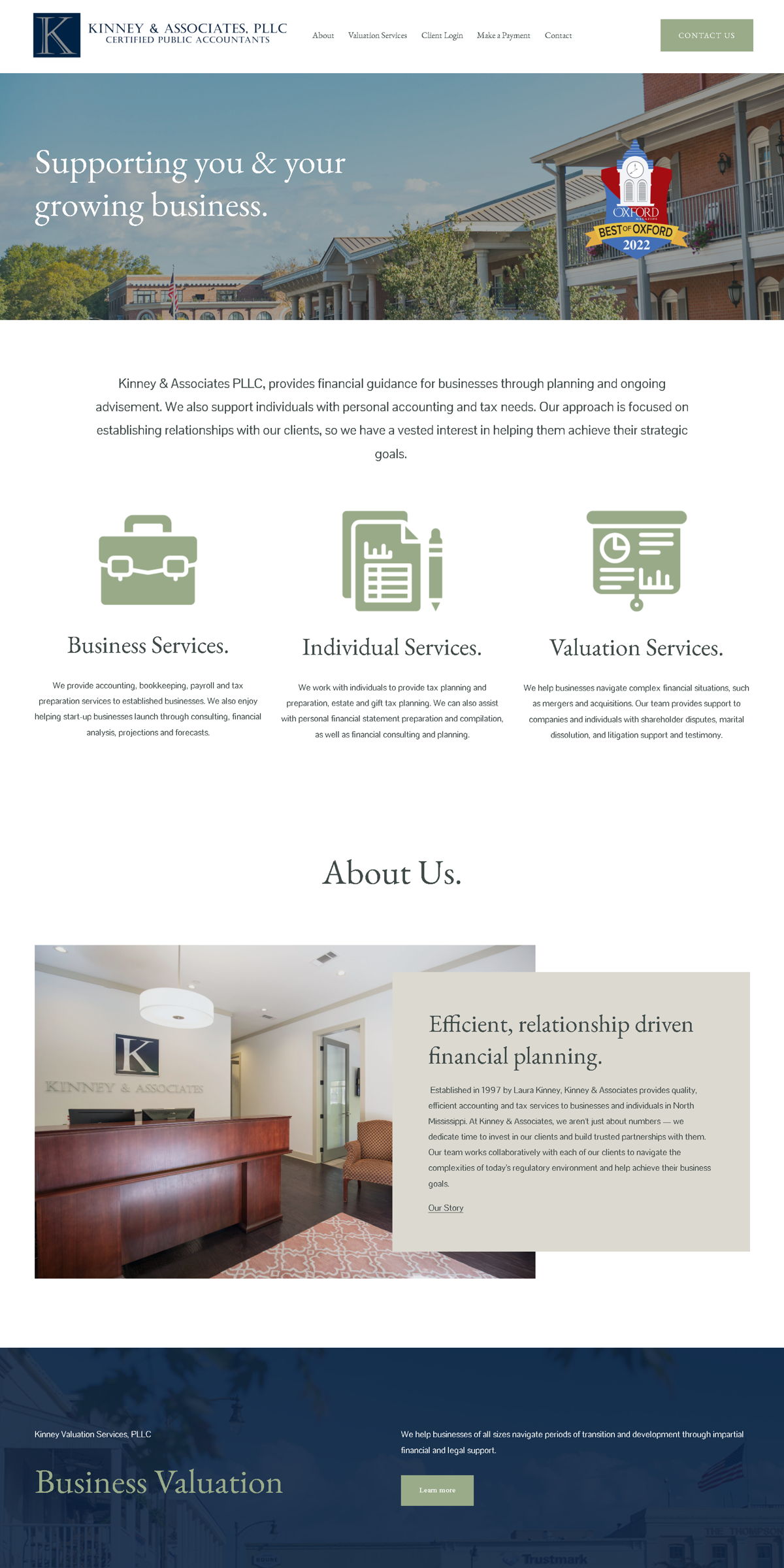 Screenshot of Kinney and Associates, from the homepage examples collection.