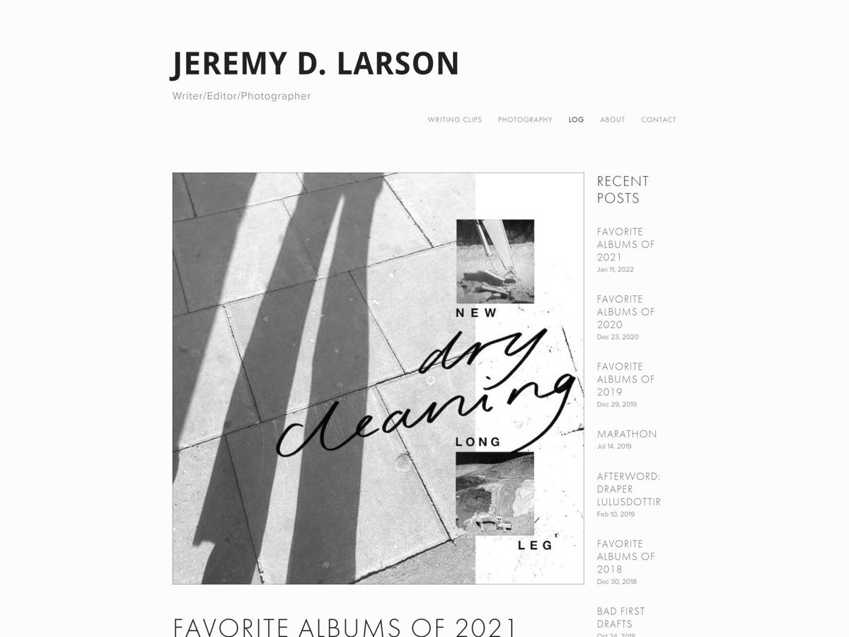 Screenshot of Jeremy D. Larson, from the squarespace blog examples collection.