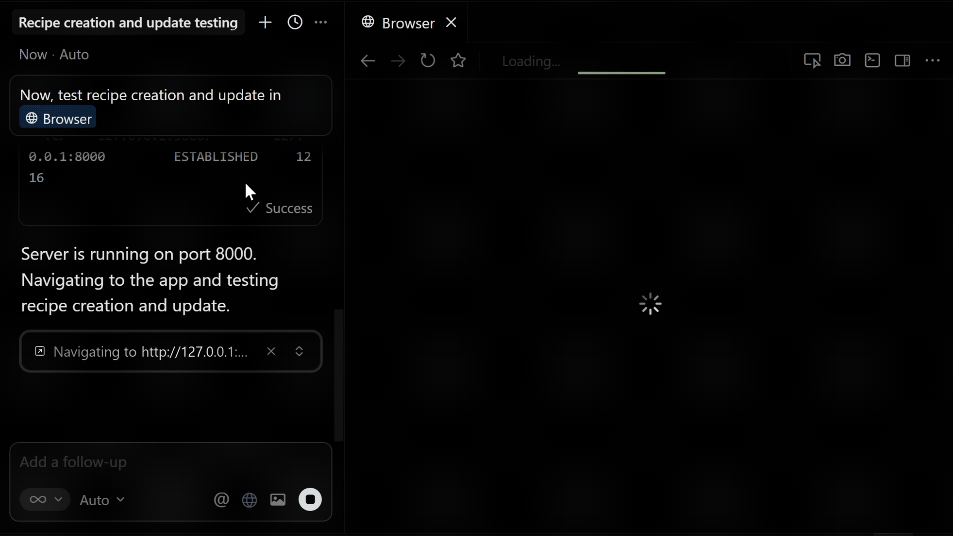 Cursor web app testing automation
