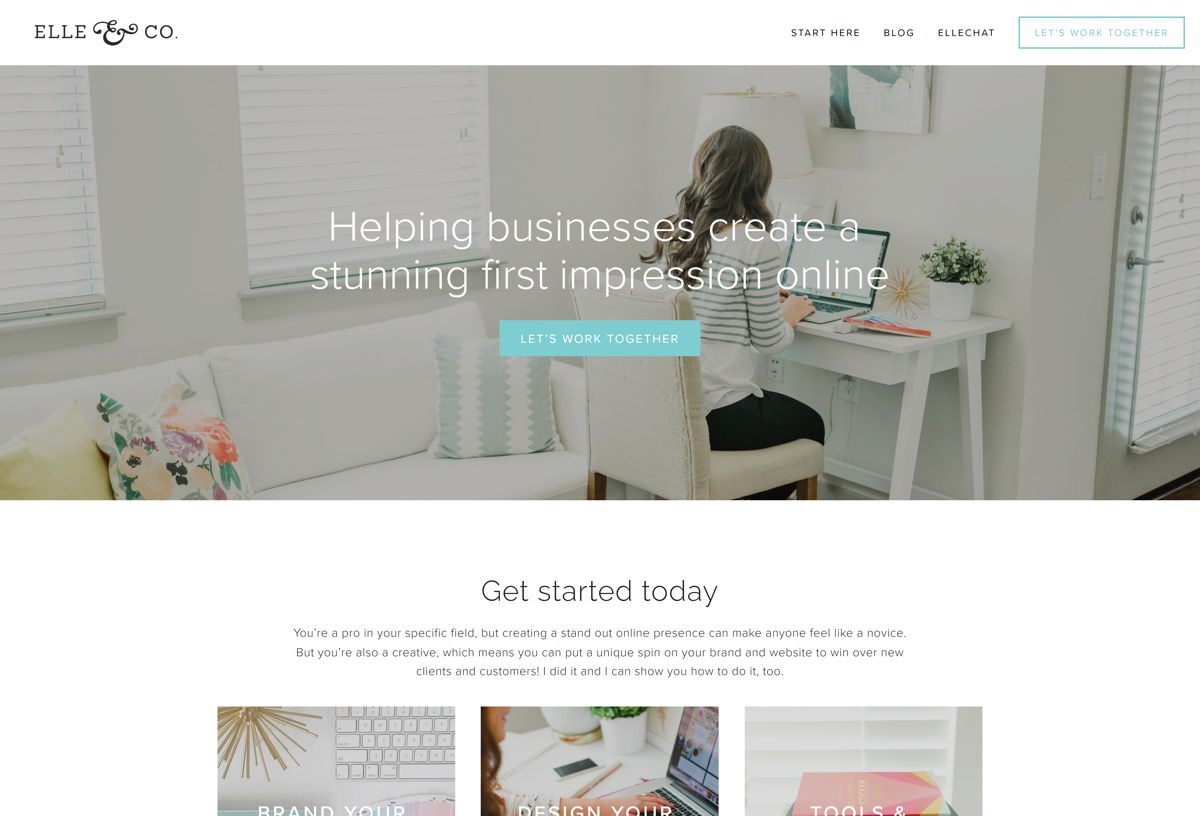 Screenshot of Elle & Company, from the squarespace websites  collection.
